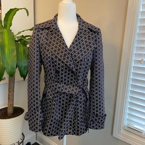 SALE! 🔔 Bianca Nygard Navy and White Geometric Jacket - Size 6